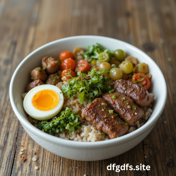 Bowl meat vegetable rice